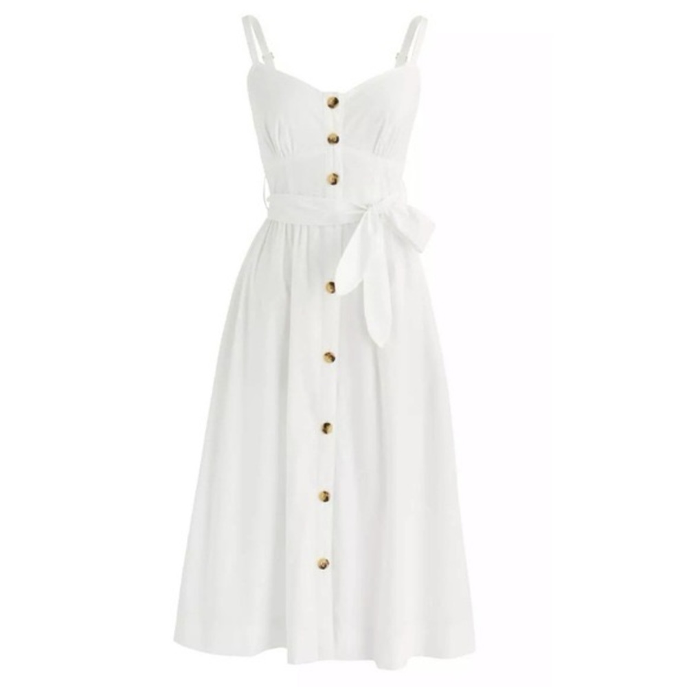 New J.Crew Classic Button Cotton Poplin Sundress